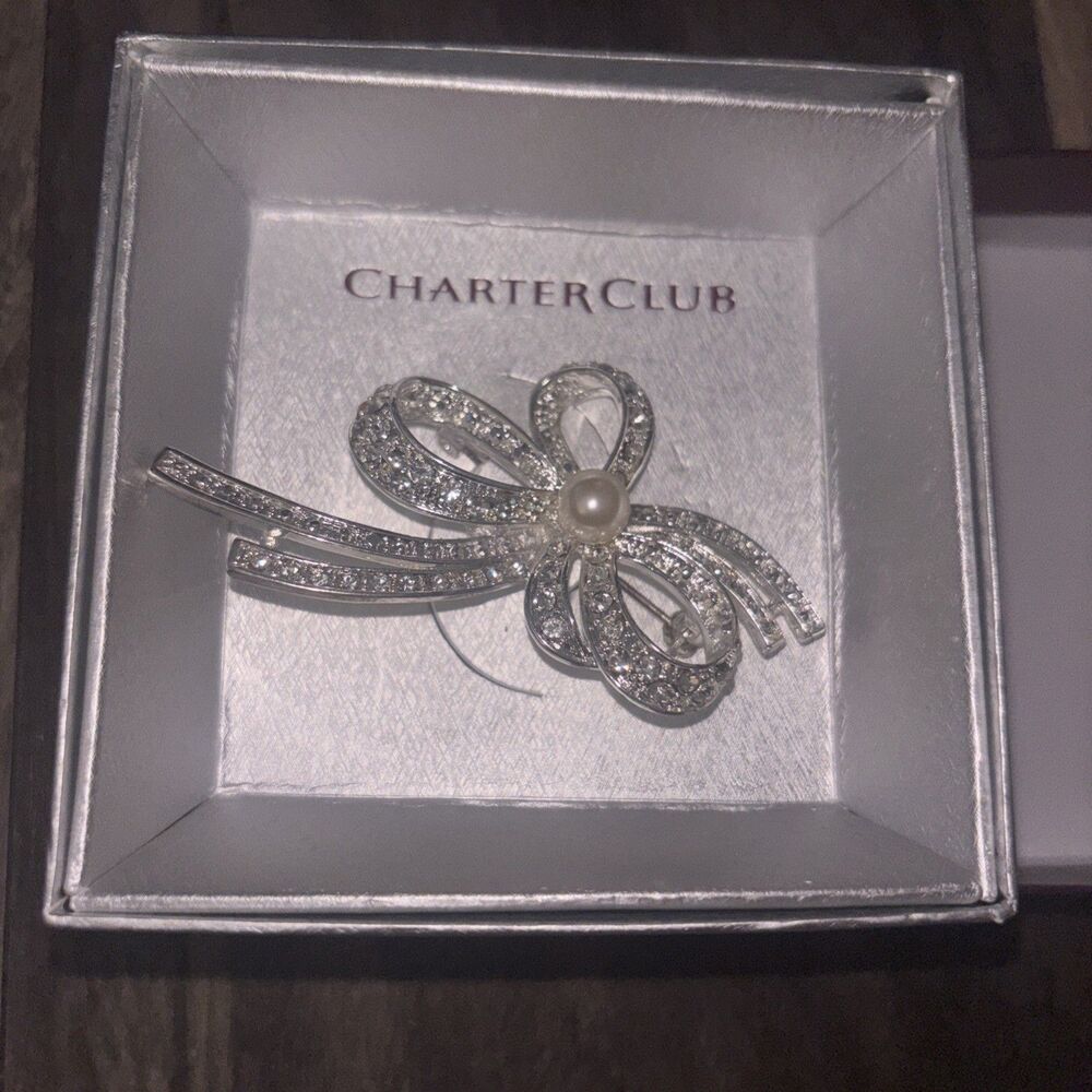 Charter Club Silver-Tone Crystal Brooch Women's Pin